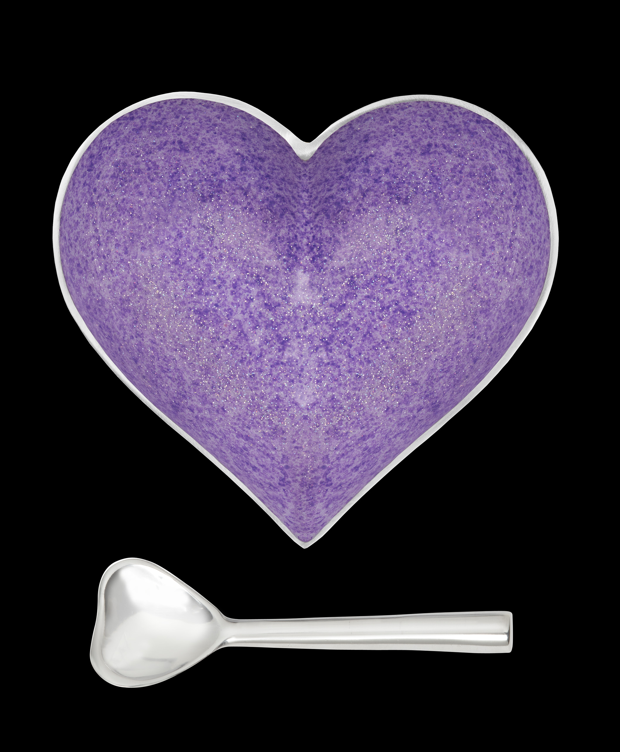 Happy Sparkly Purple Heart with Heart Spoon